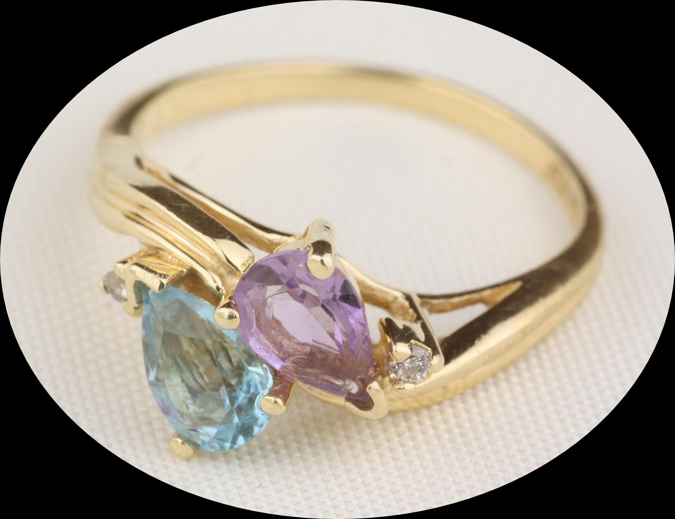 AmethystBlueTopazRing Good Fortune Jewelry