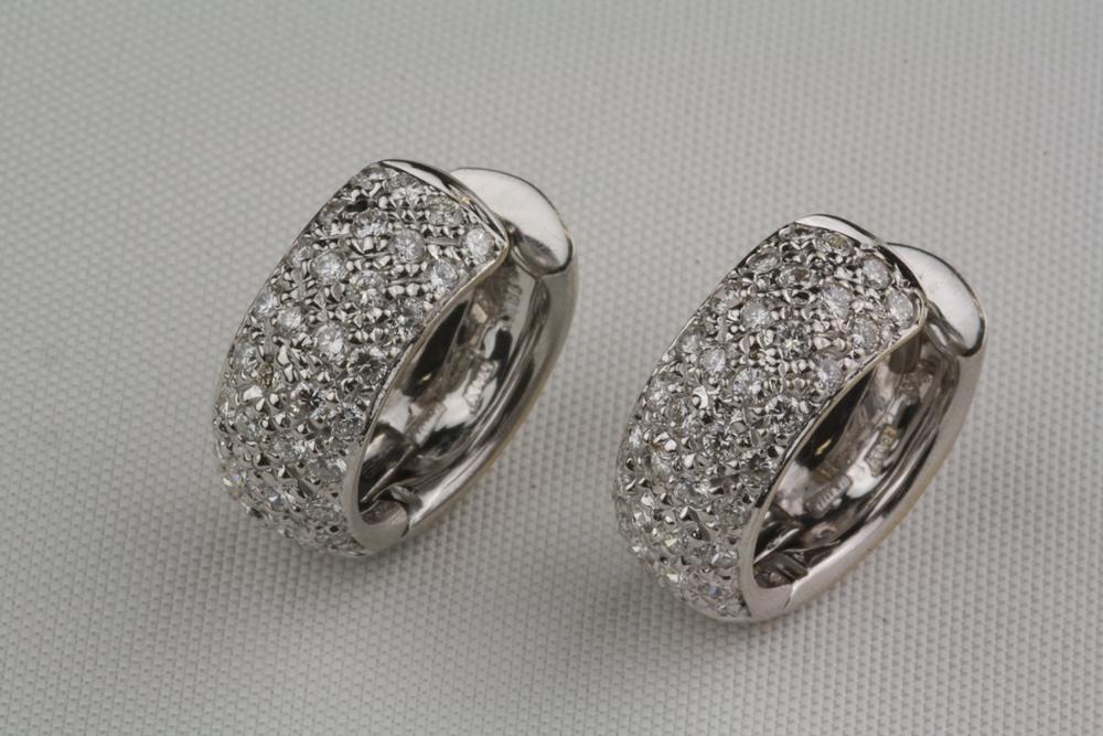 Pre Owned Diamond Reversible Huggie Style Earrings In 18 Karat Pre Owned Diamond Reversible Huggie Style Earrings 18