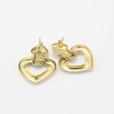 Pre-Owned 14 Karat Yellow Gold Heart Dangle Earrings