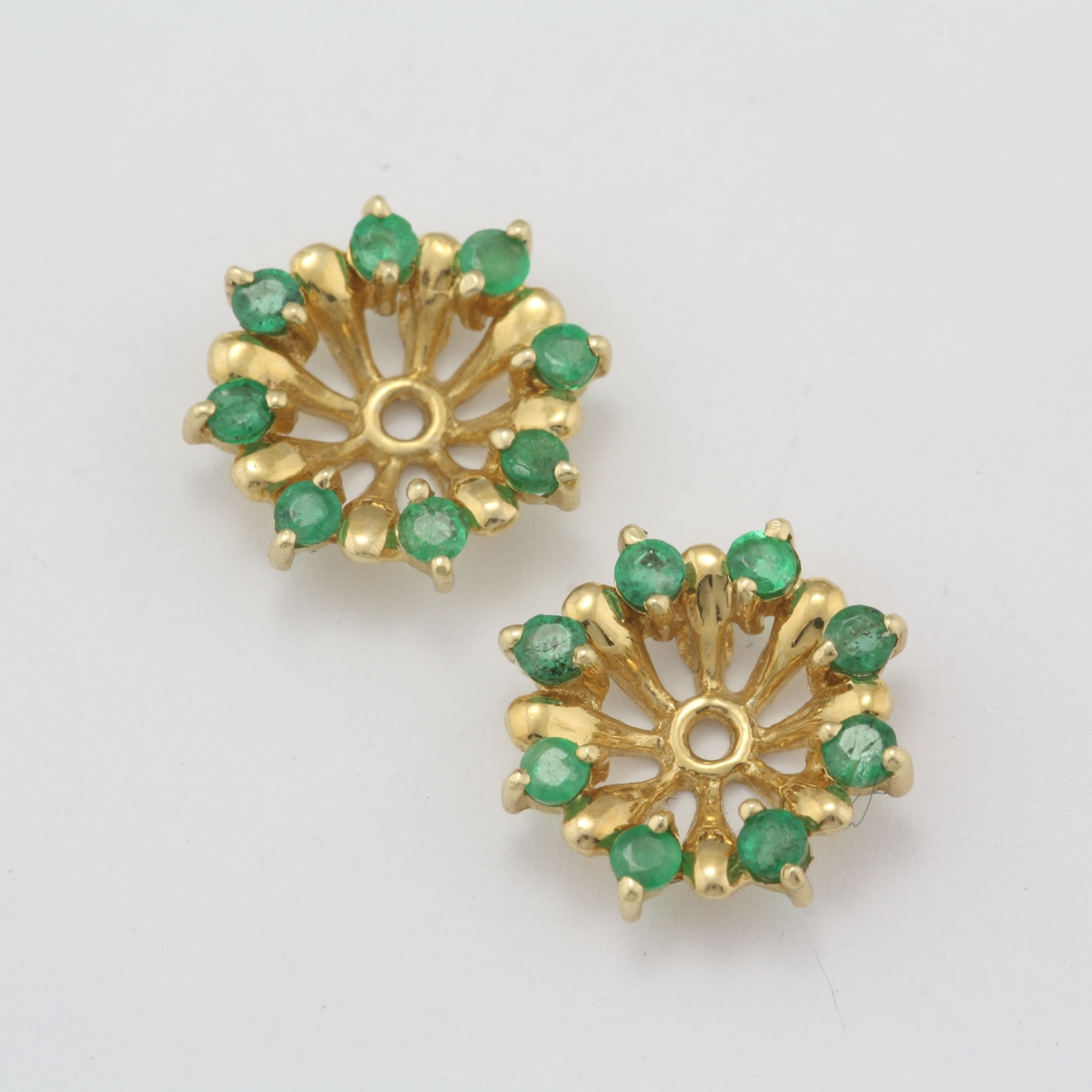 Pre Owned 14 Karat Yellow Gold Emerald Earring Jackets