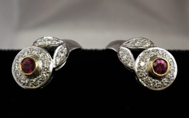18k Pre-owned Ruby & Diamond Earrings