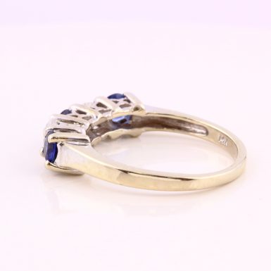 14K White Gold Pre-owned Sapphire and Diamond Wedding Band