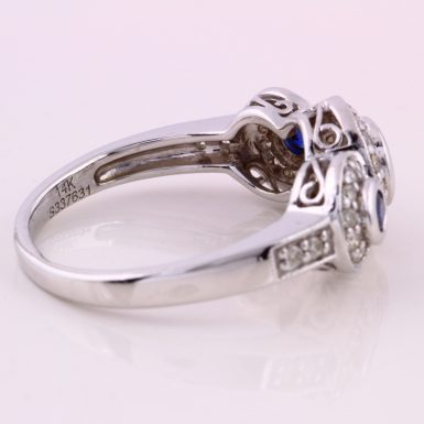 14k White Gold Pre-owned Sapphire and Diamond Ring