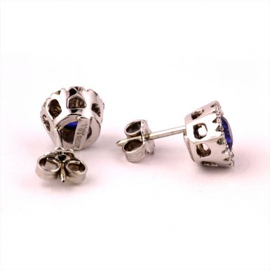 Pre-Owned 18K White Gold Sapphire and Diamond Earrings