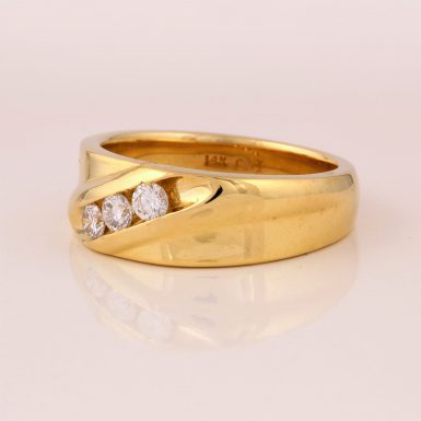 Pre-owned 14K Three-Diamond Men's Ring