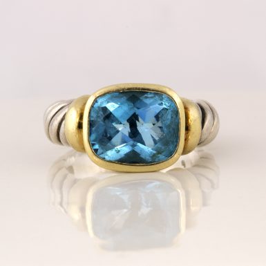 Pre-owned 18k/ss David Yurman Blue Topaz Ring
