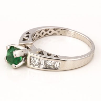 Pre-owned Platinum Emerald and Diamond Ring