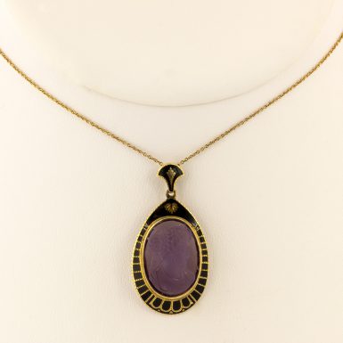 Pre-Owned 14K Amethyst Cameo Necklace