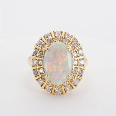 Pre-owned 18K Opal and Diamond Ring