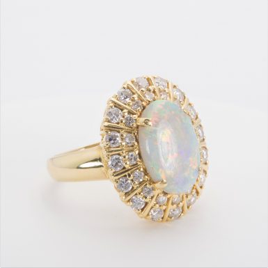 Pre-owned 18K Opal and Diamond Ring