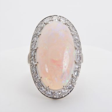 Pre-owned 14k White Gold 18 Carat Opal and Diamond Ring