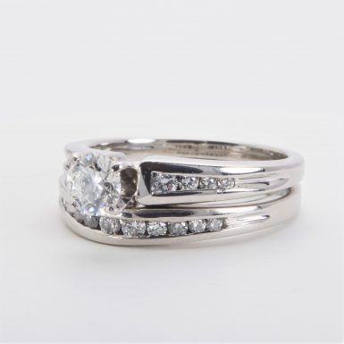 Pre-owned Platinum Diamond Engagement Ring and Wedding Band