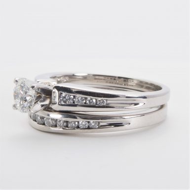 Pre-owned Platinum Diamond Engagement Ring and Wedding Band