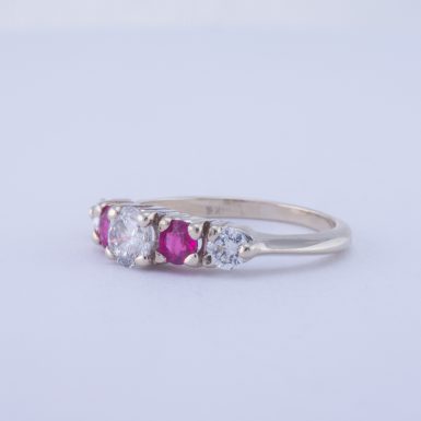Pre-Owned 14k White Gold Diamond and Ruby Ring