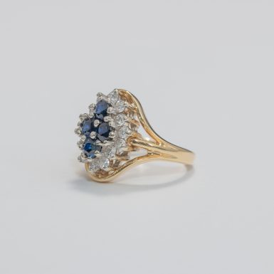 Pre-Owned 14k Sapphire and Diamond Cluster Ring