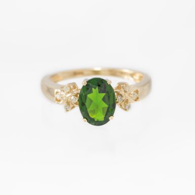 Pre-Owned 10K Chrome Diopside and Diamond Ring