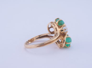 Pre-Owned 14k Emerald and Pearl Ring