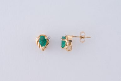 Pre-Owned 14K Emerald and Diamond Earrings