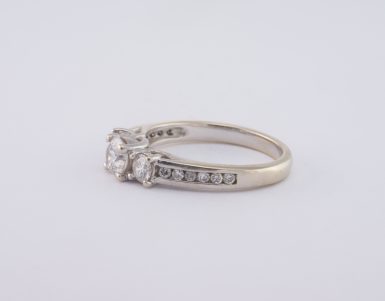 Pre-Owned Classic Journey Diamond Engagement Ring in 14 Karat White Gold
