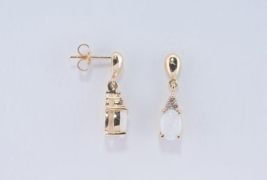 Pre-Owned 14K Opal and Diamond Drop Earrings