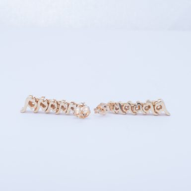 Pre-Owned 14K Diamond S-Link Drop Earrings