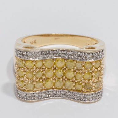 Pre-Owned 14K White and Yellow Diamond Ribbon Ring