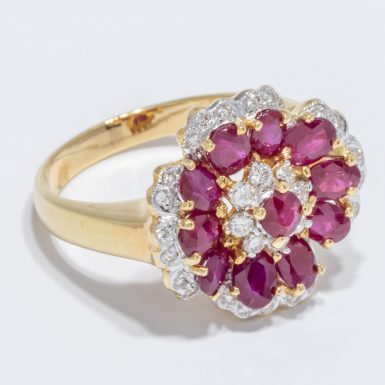 VINTAGE 18K RUBY AND DIAMOND RING