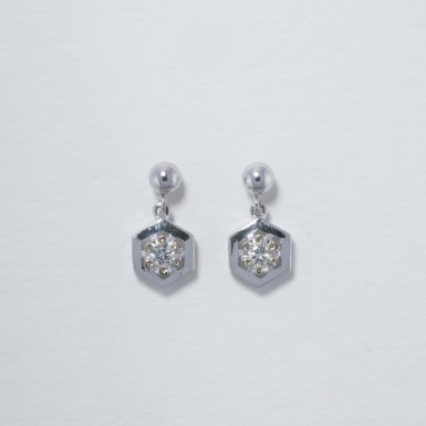 Pre-Owned 14K Hexagonal Diamond Dangle Earrings