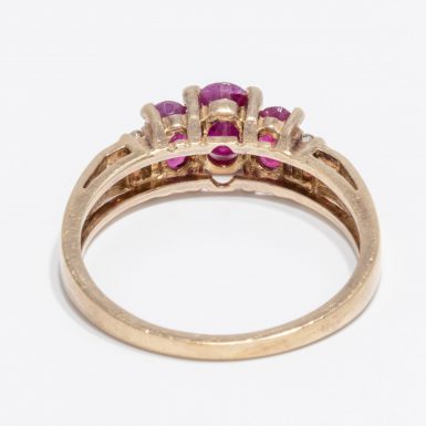 Pre-Owned 14K 3- Ruby Ring with Diamonds