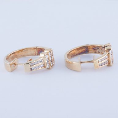 Pre-Owned, Contemporary and Elegant, 14K, Diamond Hoop Earrings with .80 Carats in Total Weight.