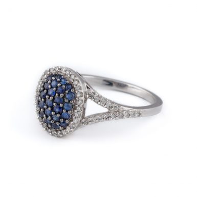 Pre-Owned Sapphire and Diamond Pave Fashion Ring