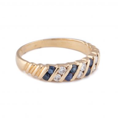 Pre-Owned Art Deco Style 14K Sapphire and Diamond Band