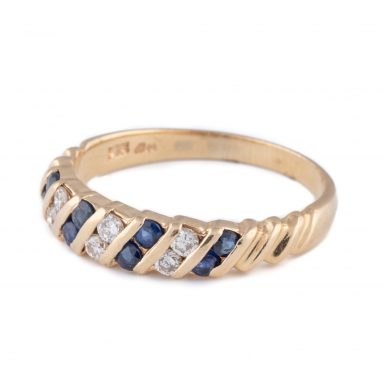 Pre-Owned Art Deco Style 14K Sapphire and Diamond Band