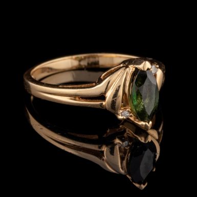 Pre-Owned 14K Chrome Tourmaline and Diamond Ring