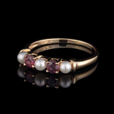 Pre-Owned 10K Ruby and Pearl Ring