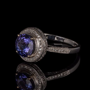 14K Tanzanite and Diamond Halo Ring