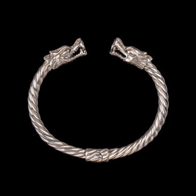 Sterling Silver Hinged Dragon Cuff Bracelet