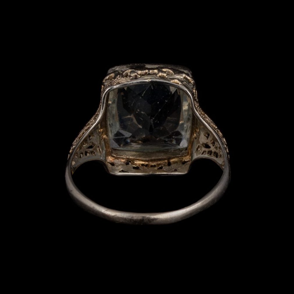 Vintage 14K Aquamarine Filligree Ring