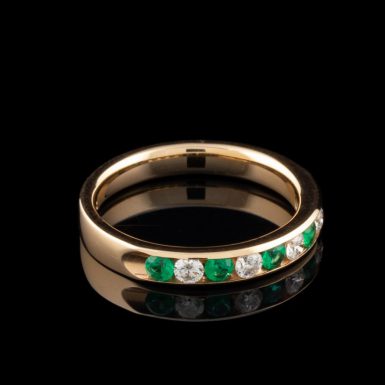 Pre-Owned 14K Emerald and Diamond Band