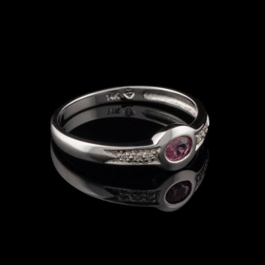 14K Oval Ruby Ring with Diamonds