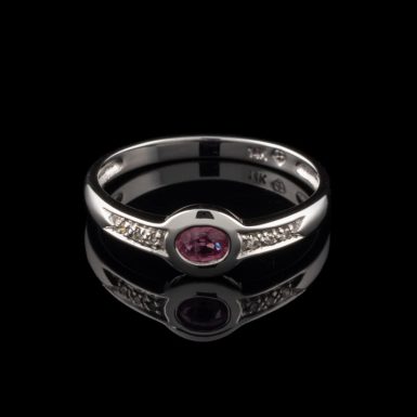 14K Oval Ruby Ring with Diamonds