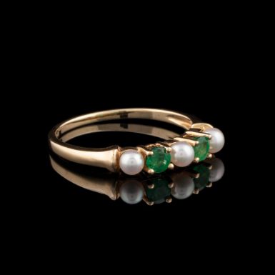Pre-Owned 10K Emerald and Pearl Band