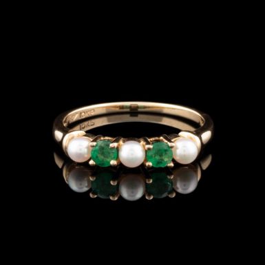 Pre-Owned 10K Emerald and Pearl Band