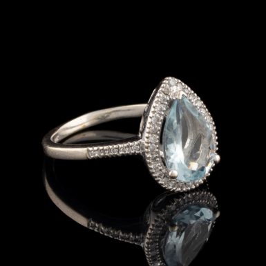 Pre-Owned 14k Aquamarine and Diamond Ring