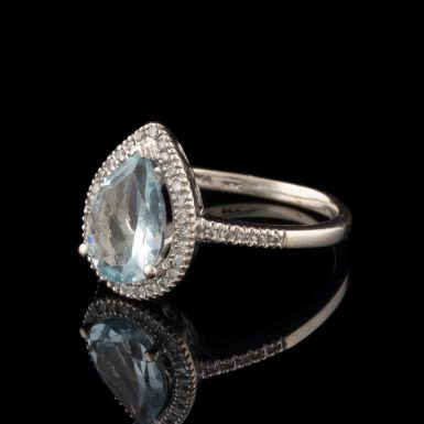 Pre-Owned 14k Aquamarine and Diamond Ring