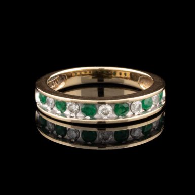 Pre-Owned 10K Emerald and Diamond Band