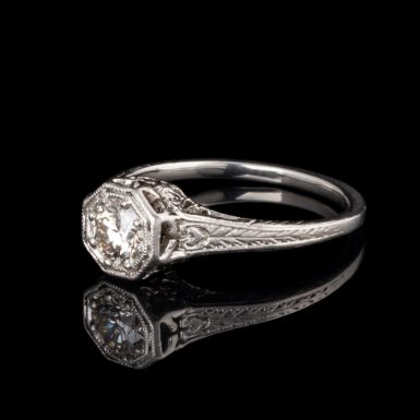 Vintage Style Diamond Filigree Platinum Engagement Ring
