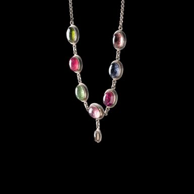 Pre-Owned Sterling Silver Tourmaline Necklace
