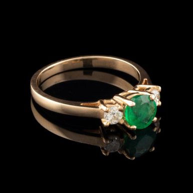 14K Classic Emerald and Diamond Ring