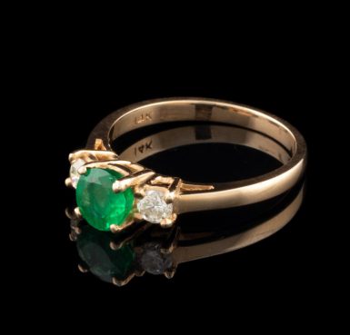 14K Classic Emerald and Diamond Ring